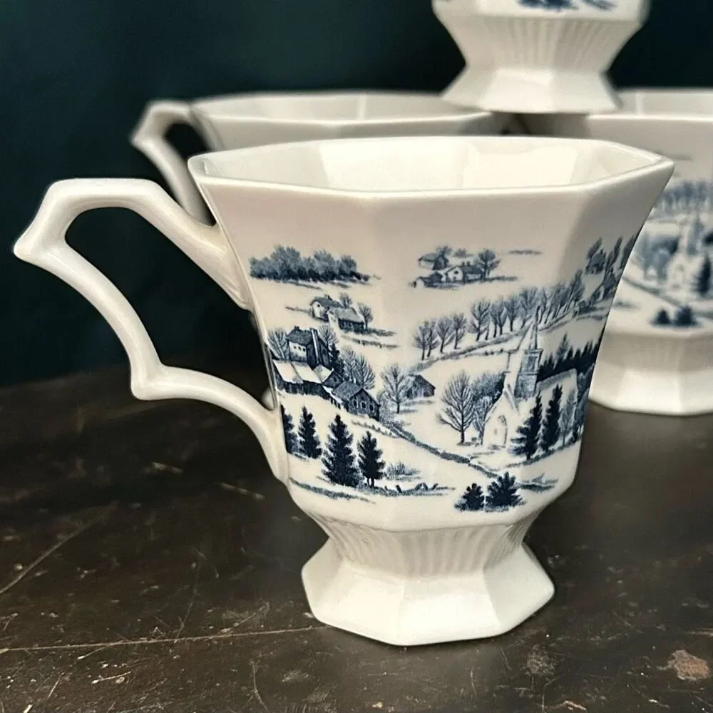Nikko Winter Wonderland Set of 4 Footed Tea Coffee Cups
